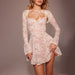 Autumn Sexy Lace Pink Waistcoat Bell Sleeve Slip Two Piece Set Women-Fancey Boutique