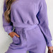 Color-Violet-Suit-Autumn Winter Waffle Simple Solid Color Short Casual Wide Leg Trousers Casual Suit-Fancey Boutique