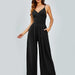 Color-Black-Women Clothes Solid Color Casual Sexy Sling Backless High Waist Slimming Straight Pants Set-Fancey Boutique