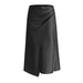 Color-Black-Women Clothing High Waist Satin Heap Pleated Split Dress Solid Skirt Zipper Fishtail Hip Skirt-Fancey Boutique