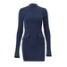 Women Clothing Autumn Best Sexy round Neck Elegant Slim Fit Long Sleeved Hip Dress-Blue-Fancey Boutique