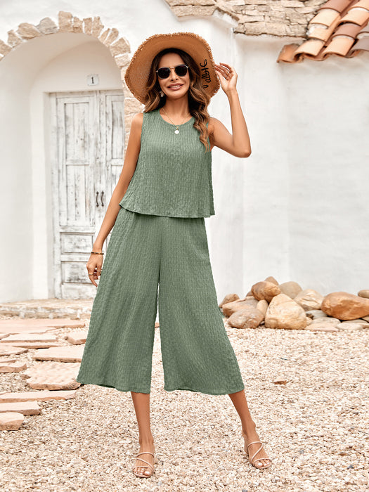 Color-Green-Spring Summer Women Clothing Solid Color Casual Loose Sleeveless Women Jumpsuit-Fancey Boutique
