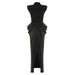 Color-Black-Dress Simple Sexy round Neck Sleeveless Slim Pleated Lantern Dress Women Dress-Fancey Boutique