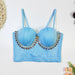 Source Colorful Crystals Beaded Tube Top Outer Wear Sexy Nightclub Body Shaping Top-Light Blue-Fancey Boutique