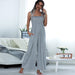 Color-Gray-Summer Women Clothing Smocking Vest Sling Wide Leg Jumpsuit Women-Fancey Boutique