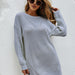 Color-Gray-Autumn Winter Mid-Length Loose round Neck Sweater-Fancey Boutique