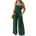 Color-Green-High Waist Jumpsuit Women Summer Sleeveless of the Shoulder Knitted Wide Leg Trousers Jumpsuit-Fancey Boutique