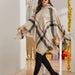 Color-Apricot-Autumn Winter Irregular Asymmetric Turtleneck Plaid Cape Sweater for Women-Fancey Boutique