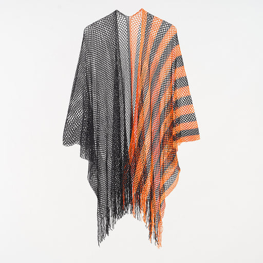 Sexy Mesh Sunscreen Striped Sunscreen Shawl Scarf Women Shawl-Orange-Fancey Boutique