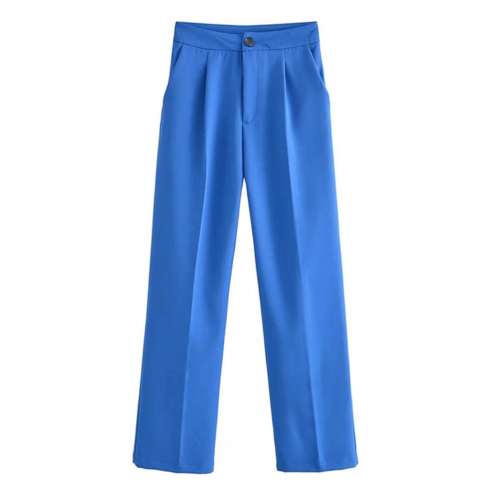 Color-royal blue-High Waist Wide Leg Trend Women Pants Spring Summer Candy Color Loose Drooping Mop Pants-Fancey Boutique