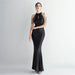 Color-Black-Sequined Craft Beading Cocktail Evening Dress Elegant Long Halter Slim Fit Fishtail-Fancey Boutique
