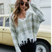 Color-Green Pullover-Pullover Women Loose Short V Neck Women Sweater Autumn Winter Tassel Knitwear-Fancey Boutique