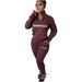 Color-Coffee-Urban Autumn Winter Printed Alphabet plus Velvet Pullover Zipper Casual Sports Suit-Fancey Boutique