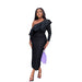 Color-Black-One Shoulder Ruffled Elegant Evening Dress Slim Lace Sheath Dress-Fancey Boutique