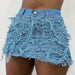 Color-Blue-Women Clothing Summer Bright Tassel Tight Stretch Free Denim Skirt-Fancey Boutique