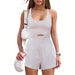 Color-White-Sports Women Shorts Hollow Out Cutout Cross Back Loose Comfortable Workout Clothes Vest Jumpsuit-Fancey Boutique