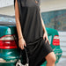 Color-Black-Women Clothing Loose Comfortable Solid Color Casual Dress-Fancey Boutique
