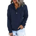 Color-Navy Blue-Women Clothing Long Sleeve Loose Casual Hooded Drawstring Pocket Hoodie-Fancey Boutique