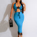 Color-Blue-Source Sexy Women Clothing Hand Crocheted Butterfly Top Knitted Tassel Skirt Set-Fancey Boutique