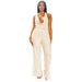 Color-White-Women Wear Sexy Swing Collar Sleeveless Backless Solid Color Pleated Blouse Pants-Fancey Boutique