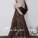 Autumn Winter Korean Pleated Velvet Elastic Waist Skirt Slimming Large Hem Casual A line-Brown-Fancey Boutique