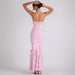 Women Summer Sexy Halter Backless Sheath Ruffled Pleated Drape Evening Dress Maxi Dress-Fancey Boutique