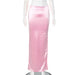 Women Summer Solid Color Personalized Bright Slit Slim Fitting Sheath Long Skirt-Pink-Fancey Boutique