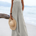 Color-Gray-Women Clothing Summer Jumpsuit Ethnic Solid Color Wide Leg Jumpsuit-Fancey Boutique