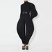 Color-Black-Personalized Minority Irregular Asymmetric Model Autumn Turtleneck Unilateral Long Sleeve High Waist Loose Solid Color Knitting Suit-Fancey Boutique