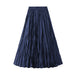 Color-Royal Blue-Light Luxury Streamer Pleated Skirt Women Spring Autumn Swing Slimming Pleated A Line Skirt-Fancey Boutique