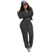 Color-Black-Autumn Winter Casual Solid Color Sports Suit-Fancey Boutique