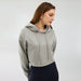 Women Sports Sweater Autumn Winter Fleece-Lined Pullover Hoodie Personalized Bare Cropped Long Sleeved Top-Fancey Boutique