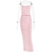 Color-Pink-Autumn Sexy Trend Backless Sling Top Sheath Dress Knitted Bright Silk Suit-Fancey Boutique