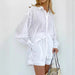 Pure Cotton Shirt Outfit Summer Women White Vertical Striped Shirt Shorts Casual Suit-Fancey Boutique