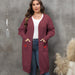 Color-Burgundy-Women plus Size Women Clothes Mid Length Woven Sweater Love Double Pocket Lantern Sleeve Sweater Cardigan-Fancey Boutique