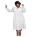 Color-White-Plus Size Women Clothing Popular Lotus Leaf Shoulder Long Sleeve Layered Large Swing Dress-Fancey Boutique