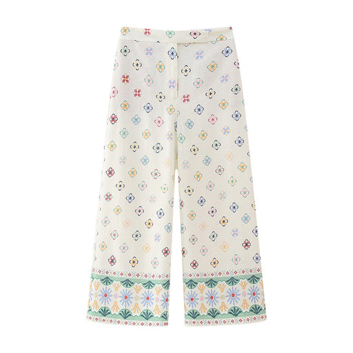 Color-Pants-Women Linen Printed Blended Vest Linen Printed Culottes-Fancey Boutique
