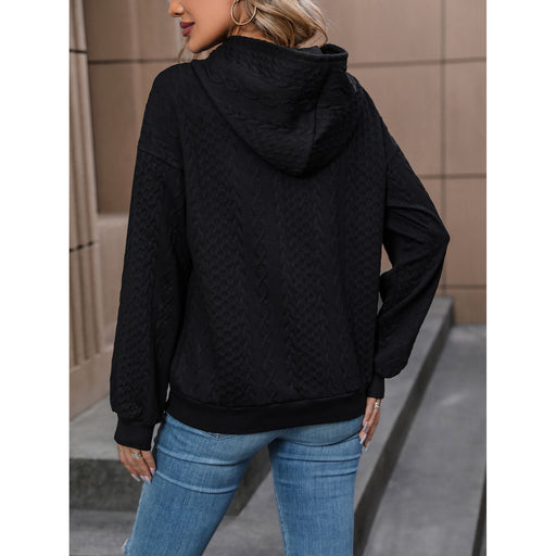 Tops Women Spring Long Sleeve Jacquard Solid Color Hooded Sweater-Fancey Boutique