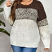 Color-Ivory-Plus Size Autumn Winter Color Matching Multi Color round Neck Clothing-Fancey Boutique