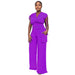 Drawstring Sleeveless Vest High Waist Women Baggy Straight Trousers Two Piece Suit-Purple-Fancey Boutique