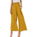 Color-Yellow-Spring Summer Cotton Linen Women Solid Color High Waist Loose Casual Wide Leg Pants-Fancey Boutique