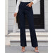 Color-Dark Blue Blue-Women Clothing Solid Color Pocket Work Pant-Fancey Boutique