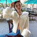 Color-Apricot-Sexy Fur Collar Knitted Coat Top Women Spring Long Sleeve Top-Fancey Boutique