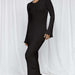 Color-Black-Autumn Sexy Sheath Women Clothing Ruffled Long Sleeve Knitted Maxi Dress-Fancey Boutique