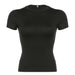 Color-Black-Casual Women Wear Solid Color round Neck Pullover Basic T shirt Street Sexy Slim Short Sleeved Tops-Fancey Boutique