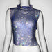 Color-royal blue-Women's Clothing Full Diamond Vest Luxury Turtleneck Rhinestone Top Sexy Nightclub Sexy Vest-Fancey Boutique