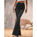 Women Clothing Slightly Flared Jeans Black Rough Edges Horseshoe Pants-Black-Fancey Boutique