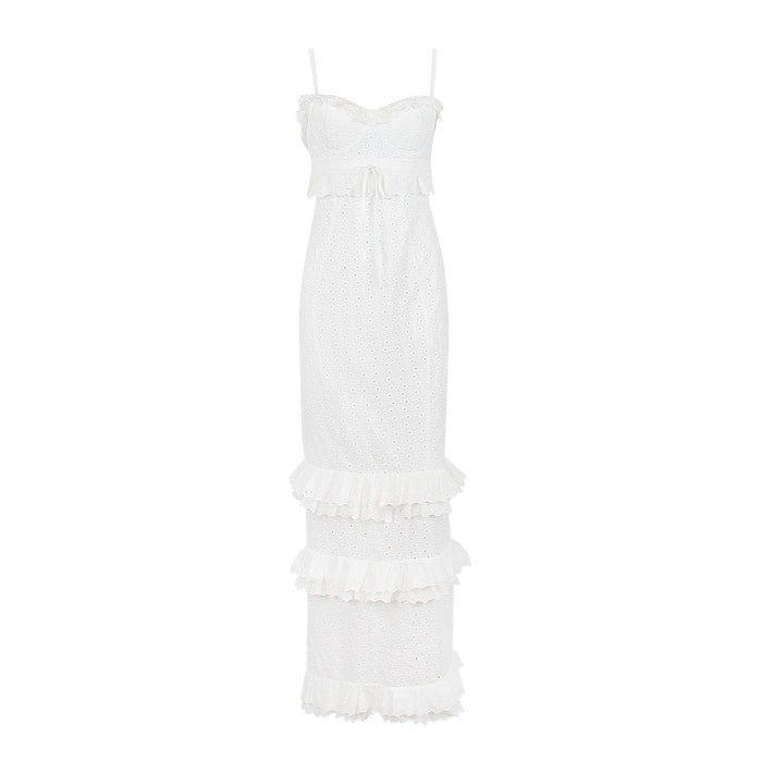 Women Clothing Sexy Dress White Crocheted Cami Dress Slim Fit French Dress Sexy-Fancey Boutique