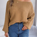 Color-Khaki-Autumn Winter Casual Loose Solid Color Batwing Sleeve Pullover Sweater Women Clothing-Fancey Boutique