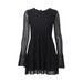 Fall Women Clothing Sexy Park Caiying Same Crew Neck Trumpet Long Sleeve Mesh GraduationDress-Black-Fancey Boutique